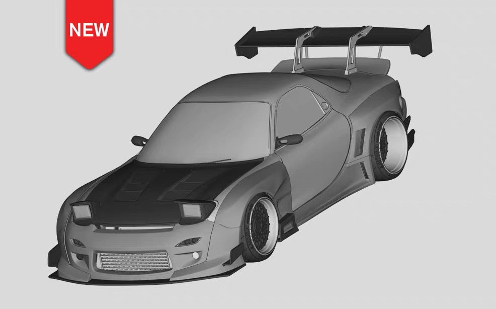 1:24 马自达 RX7 火箭兔 RB V3 宽体 3D效果展示 车头正前细节